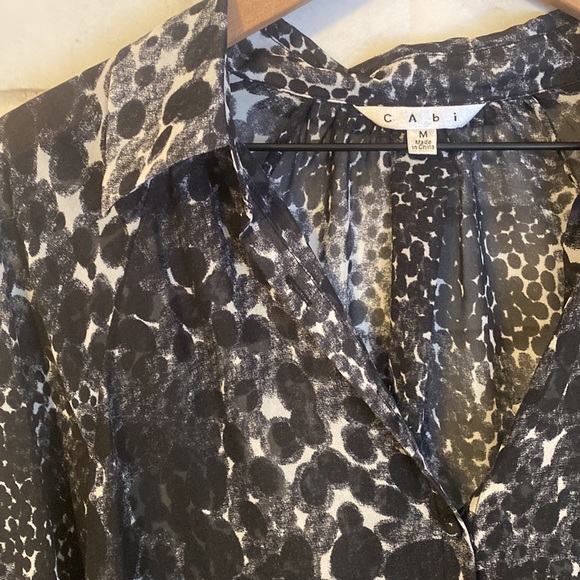 NWOT CAbi animal print sheer button down blouse - Picture 3 of 6